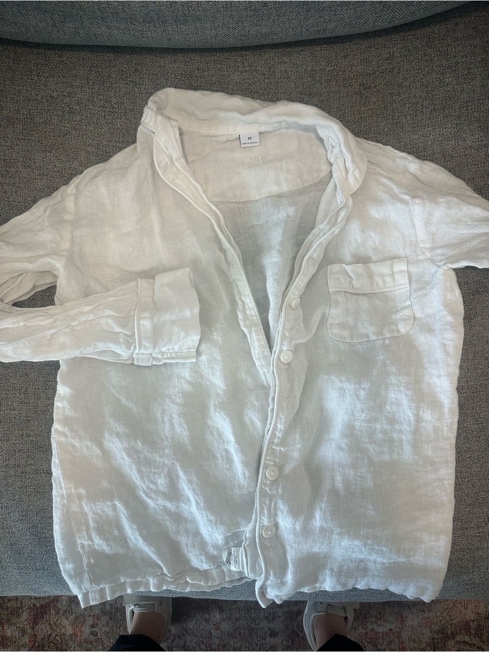 Lightweight White Linen Button-Up Shirt